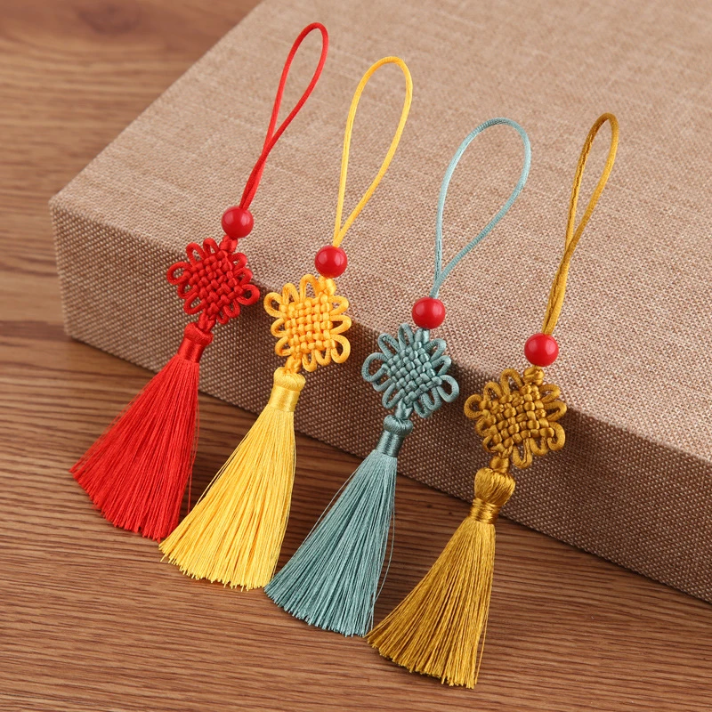 5/10/50Pcs Red Beads Chinese Knot Tassel DIY Jewelry Accessories Home Textile Curtain Garment Sewing Macrame Decoration Pendant