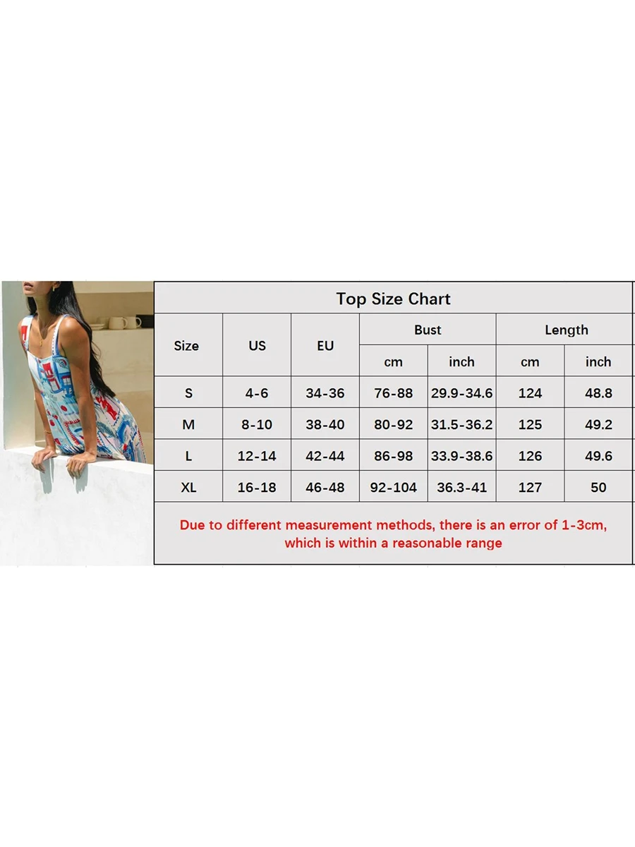 New Fashion Women Summer Long Cami Nightgown Sleeveless Low Cut Pattern Print Loose Nightdress