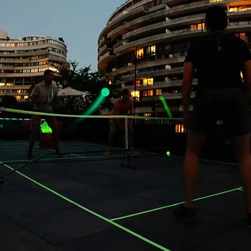 Pickleball luminoso para competição ao ar livre, bola verde durável, luz da noite, brilhante no escuro, 74mm, 40 buracos