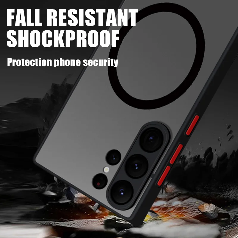 Magnetic Hard Case For Samsung Galaxy S24 Ultra S23 Ultra S22 S25 Edge Plus S21 S20 FE For Magsafe Wireless Charge Matte Cover
