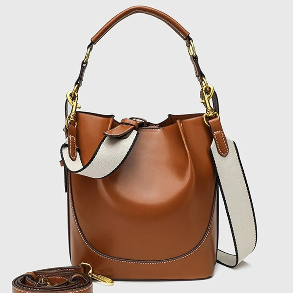 

Simple and popular women's bag 2025 new printed single shoulder crossbody versatile hand-held bucket bag