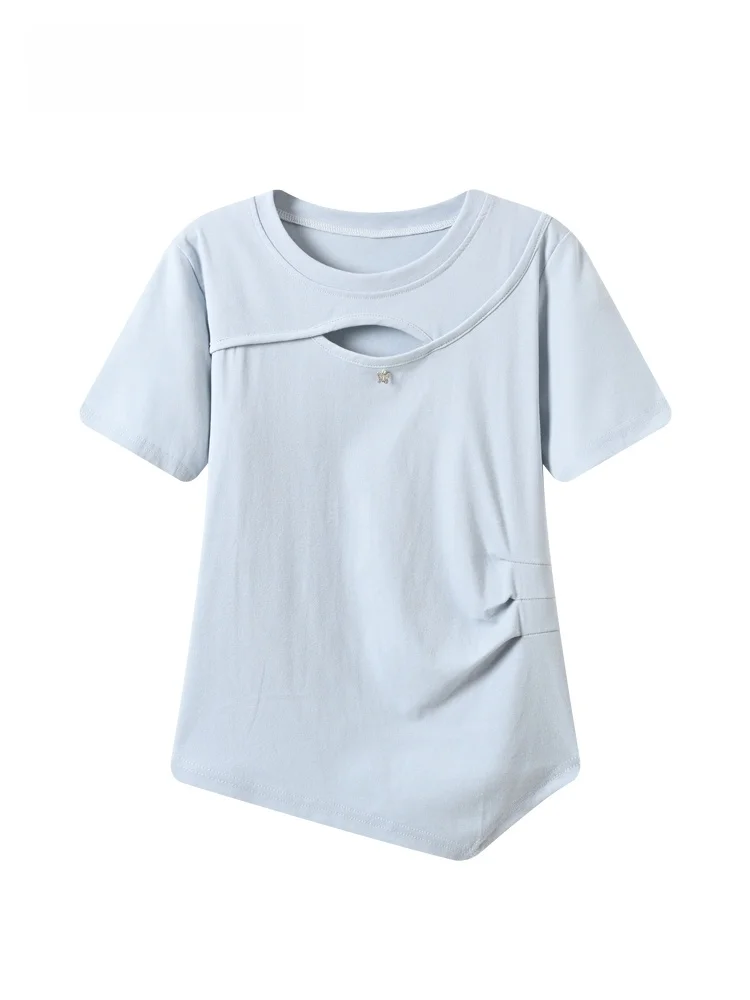 

Loose Short Sleeve T-Shirt Women's plus Size Summer New Fashion Casual Regular Length round Neck Vinegar Fiber Club Large Size