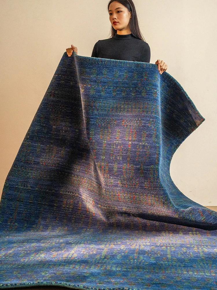 

Dark Blue Colorful Dot Carpet Living Room Handmade Wool Thick Area Rug Bedroom Vintage Luxury High-end No Glue Rugs Carpet Villa