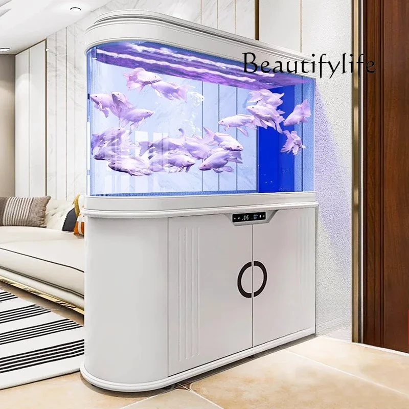 

Screen partition fish tank living room household large hot bending aquarium glass ecological bottom filter fish tank