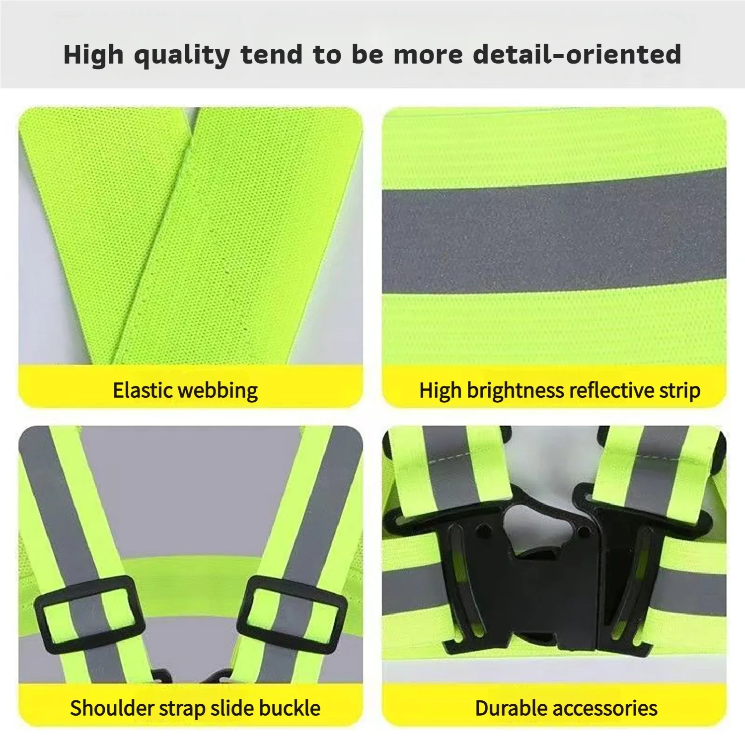 Reflective Safety Vest Harness High Visibility 360° Adjustable for Cycling Running Work Safety Durable Reflective Gear