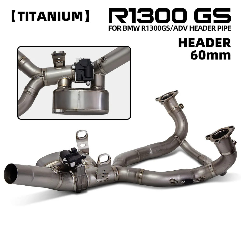 For BMW R1300 GS R1300GS ADV Motorcycle Exhaust Front Pipe Adventure Titanium 60MM Header Tube with Electric Controlled Valve
