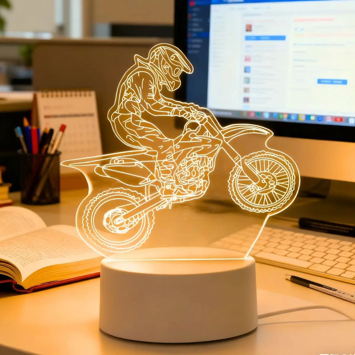 USB 3D luminous motorcycle creative night light, home decoration table decoration, living room and bedroom decoration light