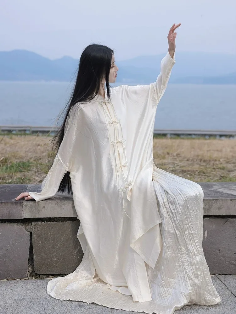 New Chinese Style Set National Trend Zen Dress Women's Acetate Shirt Fairy Hanfu Outerwear Strap Dress Dream Collectibles