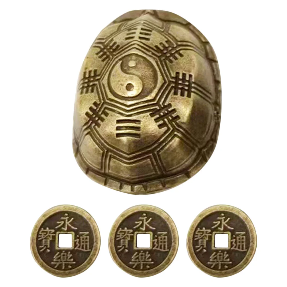 Bagua Turtle Shell Metal Figurines Brass Decorative Objects Ornament Display Chinese Ornaments