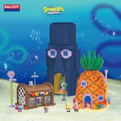 SpongeBob SquarePants serie Building Blocks karrugginito Krab ananas House Stone Statue Model Bricks bambini giocattoli fai da te regali di festa