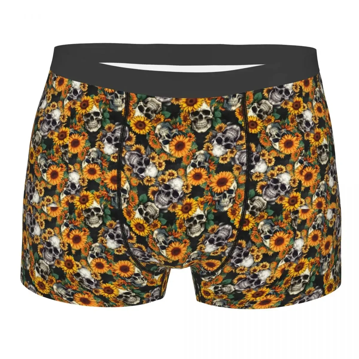 Fashion Goth Sunflower SKull Boxers Shorts Panties Male Underpants Comfortable Briefs Underwear