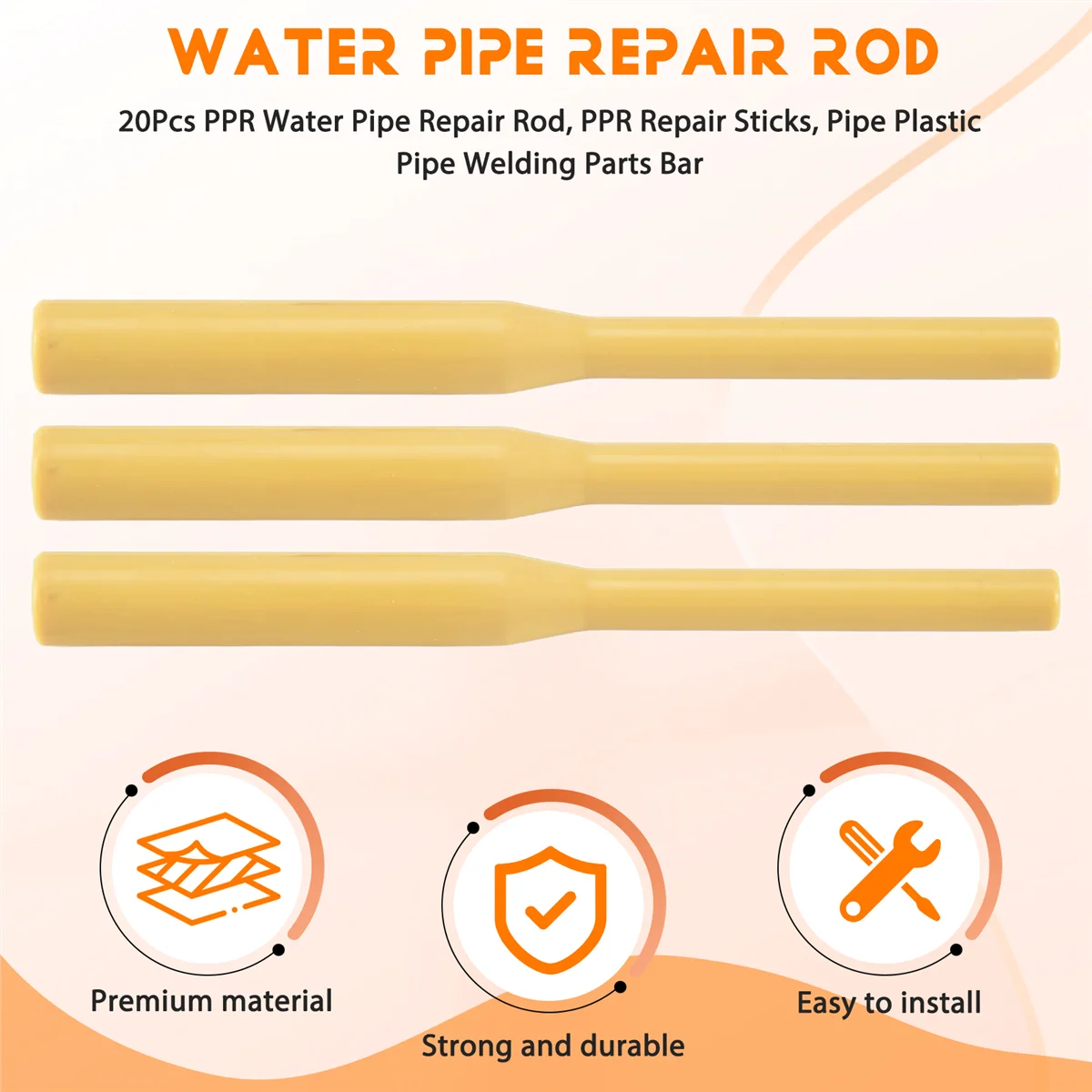 

20Pcs PPR Water Pipe Repair Rod, PPR Repair Sticks, Pipe Plastic Pipe Welding Parts Bar SSQ