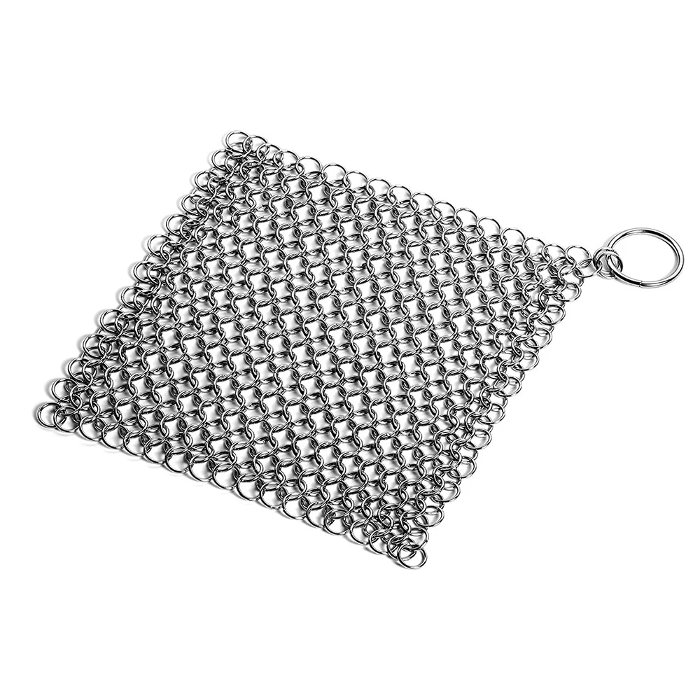 Stainless Steel Silver Cast Iron Cleaner Chainmail Scrubber Home Cookware Kitchen Clean Tool