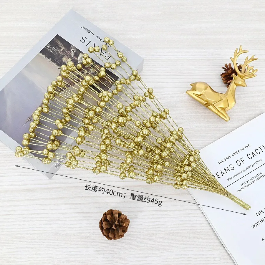 50 szt. 2024 świąteczne brokatowe jagody ozdoba świąteczna materiały fotograficzne kompozycja kwiatowa wystrój domu wakacyjnego 40cm