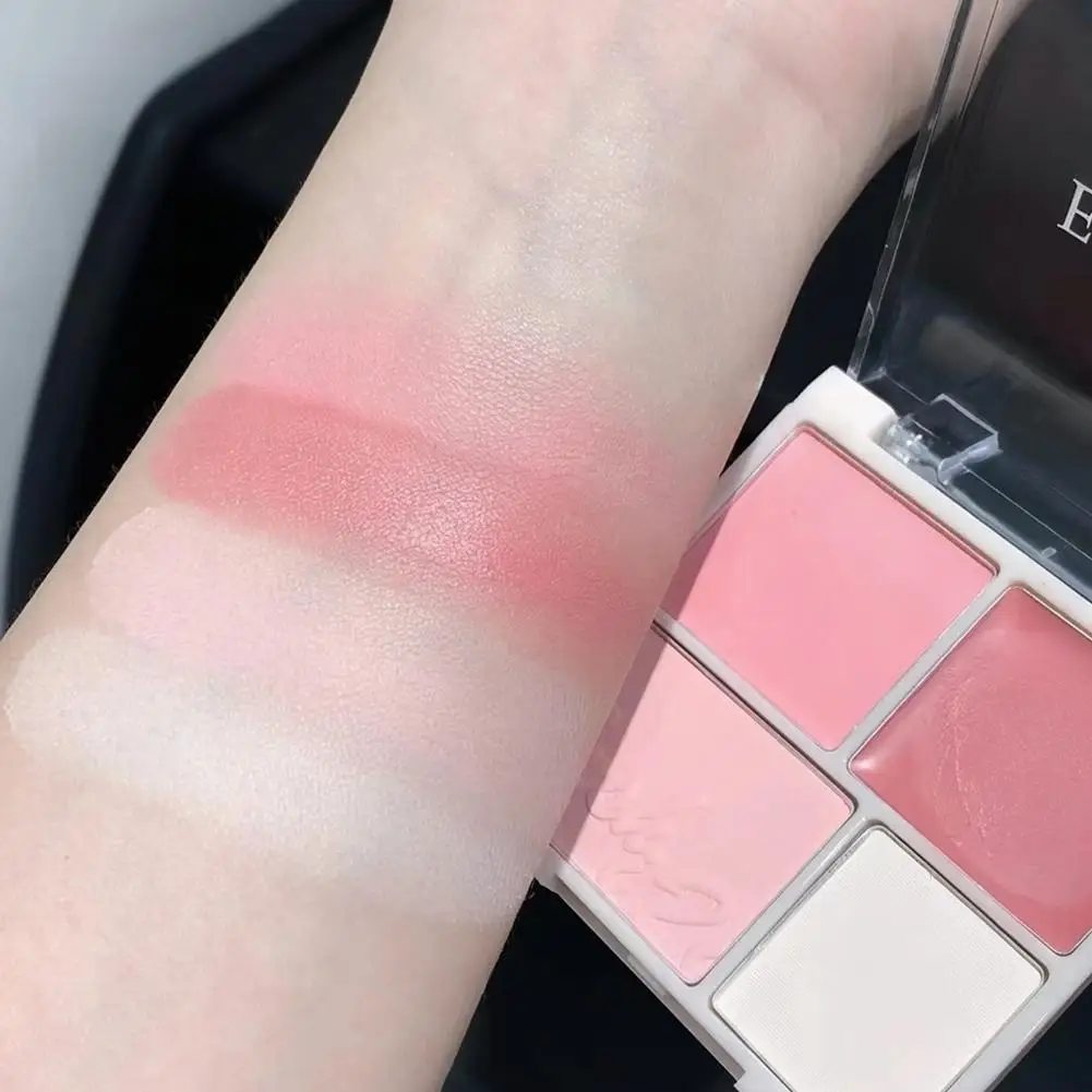 4 colores corrector colorete crema mate resaltado contorno maquillaje paleta todo en uno rosa espino mejilla tinte colorete maquillaje en polvo