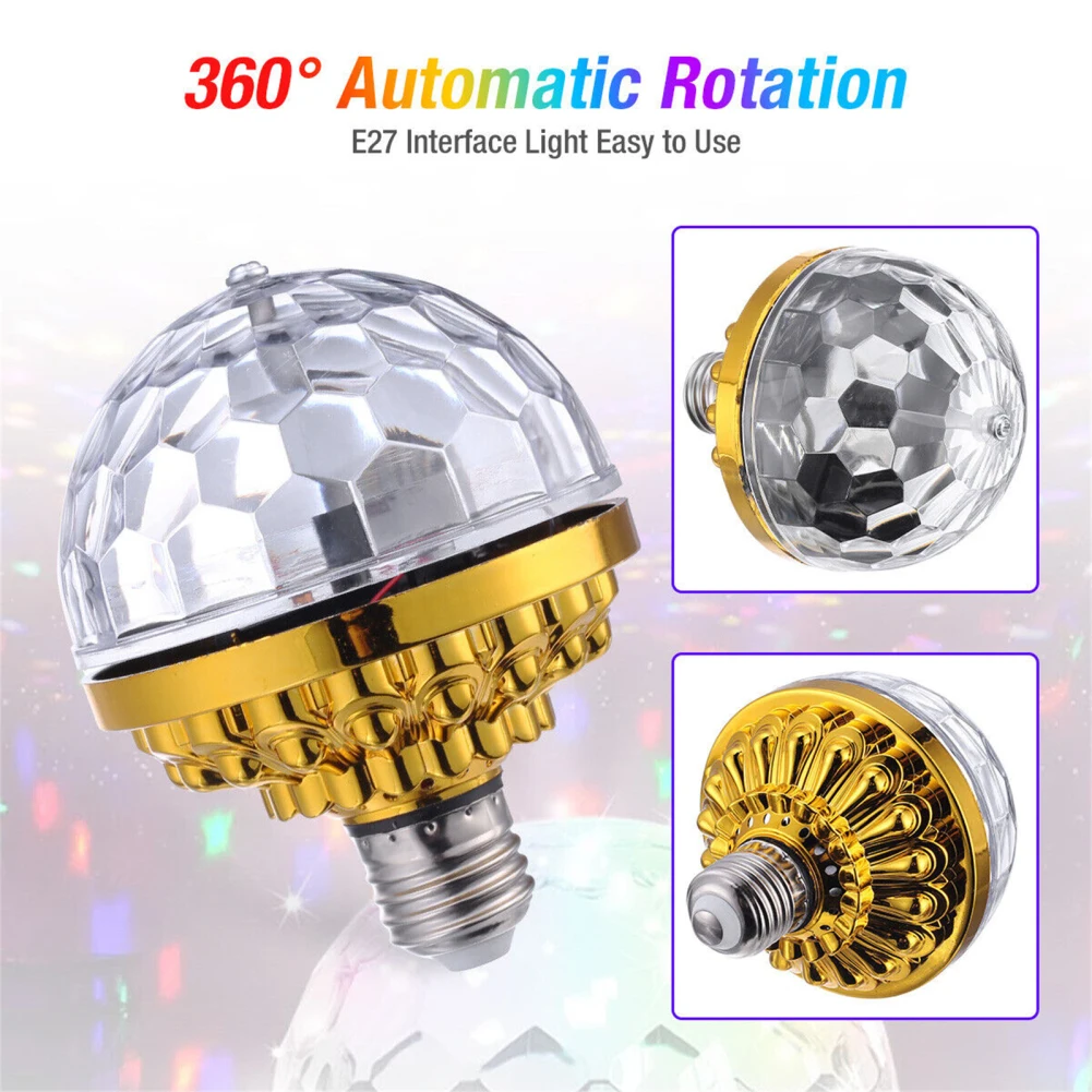 Colorful Magic Ball Lamps With Holder 360 Degrees Automatic Rotating Light Bulb For House Disco Party Lighting Accessories