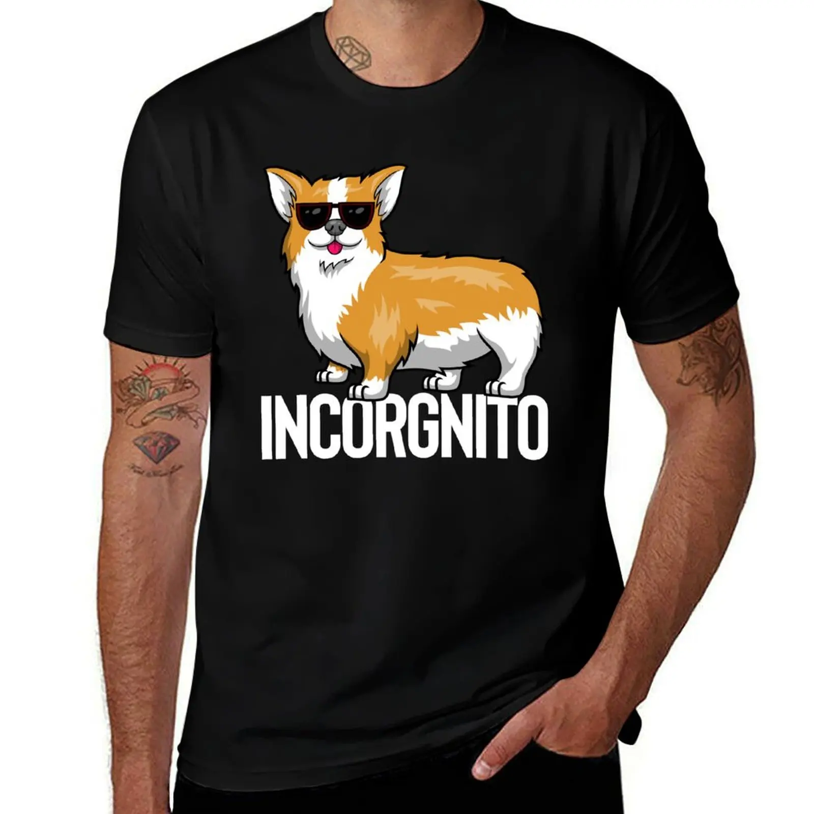 

t shirt mens Incognito t shirts 100% Corgi - essential graphic man t cotton T-Shirt Incorgnito shirts