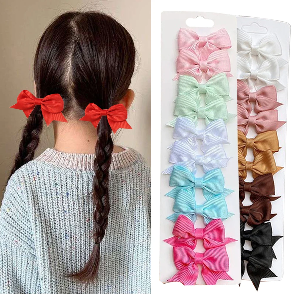 

10pcs Hair Clips Baby Bows Tail Hairpins Headwear Baby Photo Props Hair Clips Rib Ribbon Bowknot Girl Handmade Hair Accessories