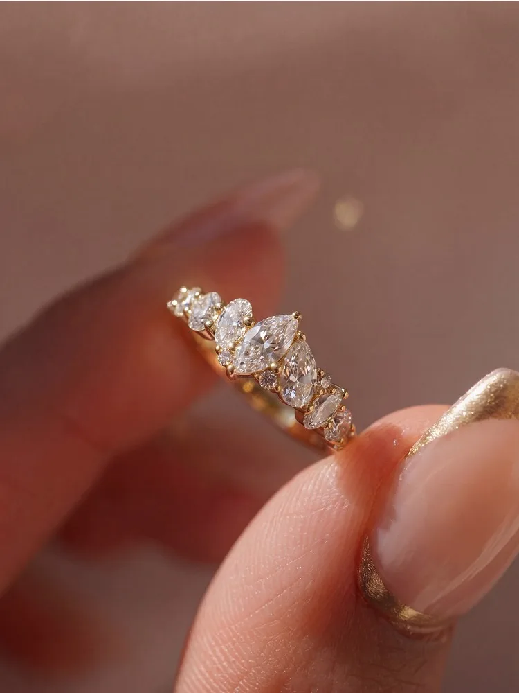 925 Sterling Silber Markise-Wassertropfen-Ring mit Zirkonia-Besatz für Damen, Verlobungs- und Hochzeitsring, Luxus-Schmuck von hoher Qualität – Detail 3