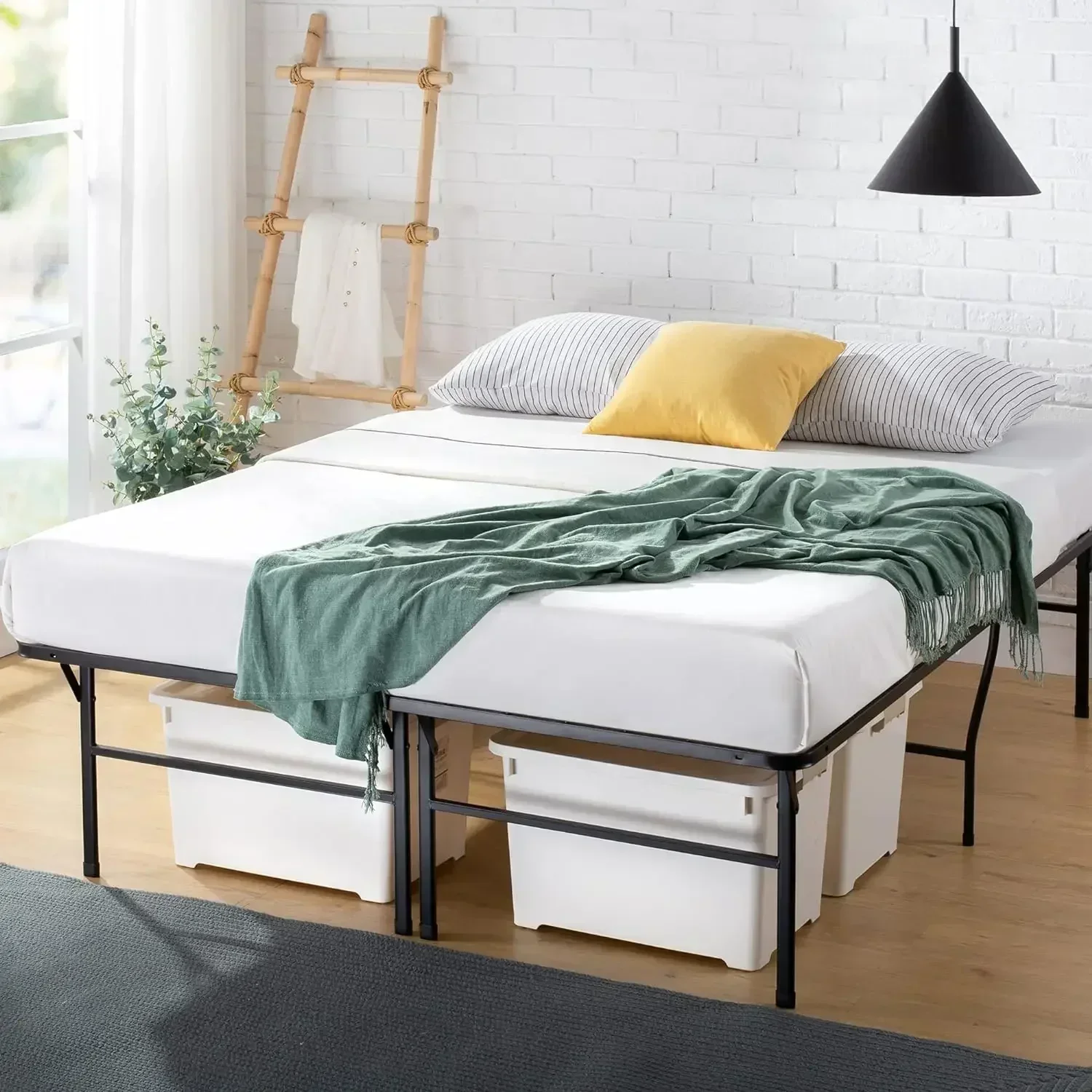 Queen Size Heavy Duty Mattress Foundation / 18 Inch Metal Platform Bed Frame, No Box Spring Needed, Sturdy Steel Frame