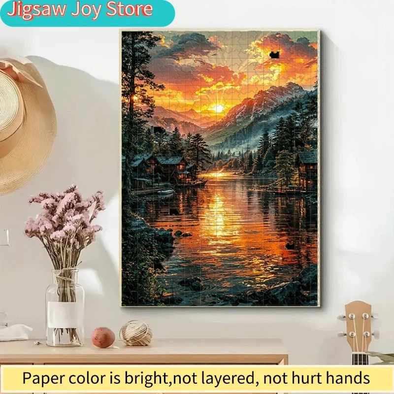 

Пазл «Закат, горы, озёра, бревенчатые домики и деревья» (500/1000 деталей) — интерактивная семейная игра, идеально подходит для студенческих вечеринок.