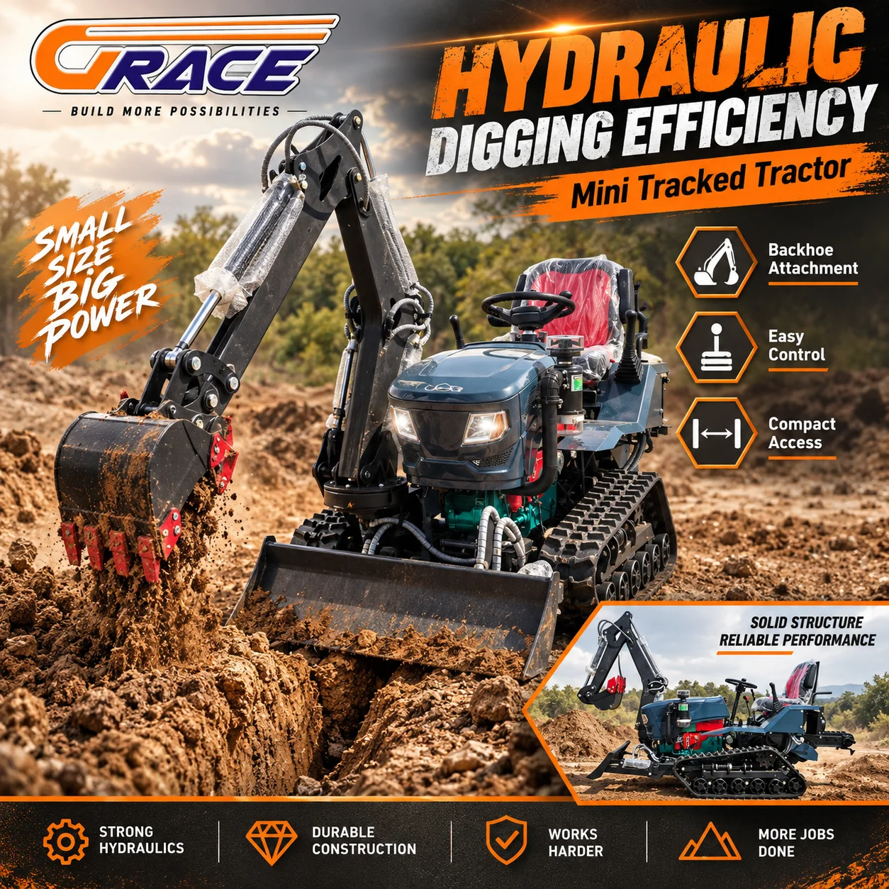 35HP Heavy‑Duty Crawler Farm Tractor for Large Farm Mountain Area Paddy & Dry Land Cultivation