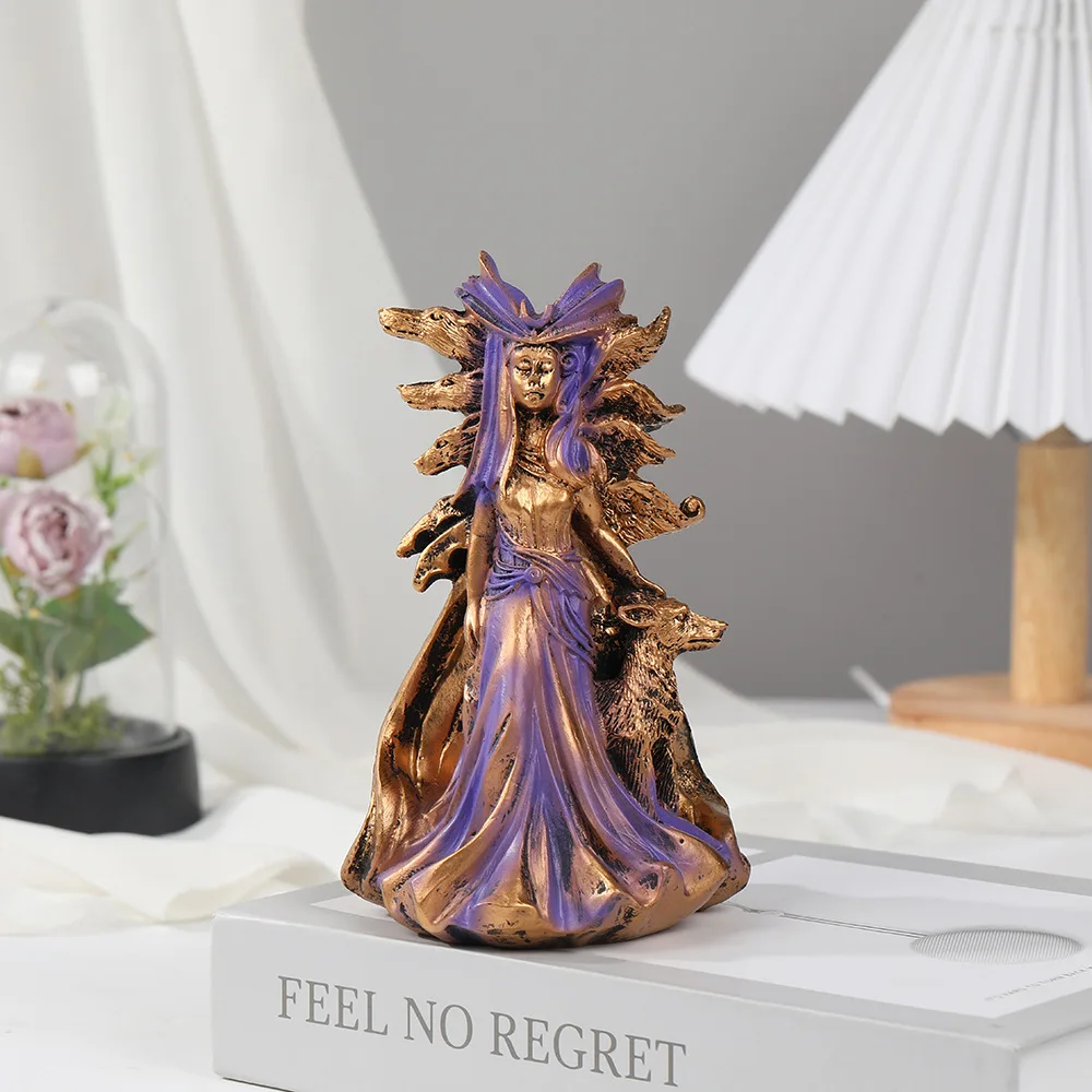 Hecate Greek Goddess Of Magic With Her Hounds Statue Figurine Modern Art Resin Witch Hound Sculpture Home Living Room Decoration