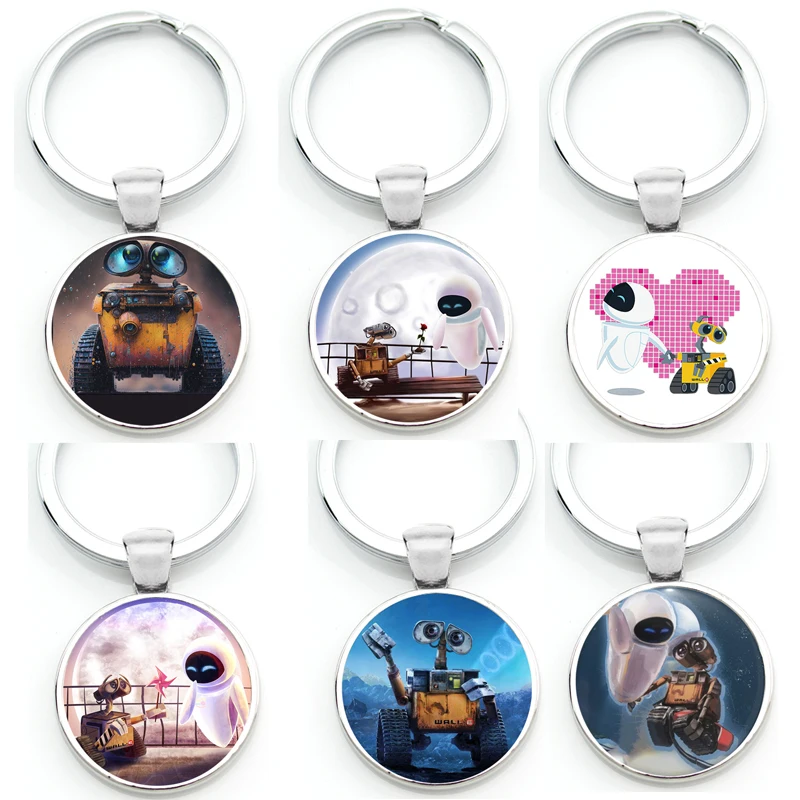 Keychain Keyring Disney WALL E Eve Humans Robot Captain Fat People Y Eva Drawing Figure Lepining DIY Educational Toy Key Ring