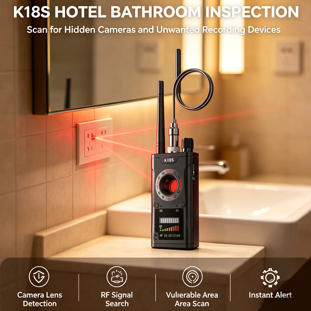 携帯型k18sプロフェッショナル・アンチスパイ・ワイヤレスrf信号検知器、隠しカメラスキャナー、gps追跡装置、gsm盗聴器検知器、rf検知器