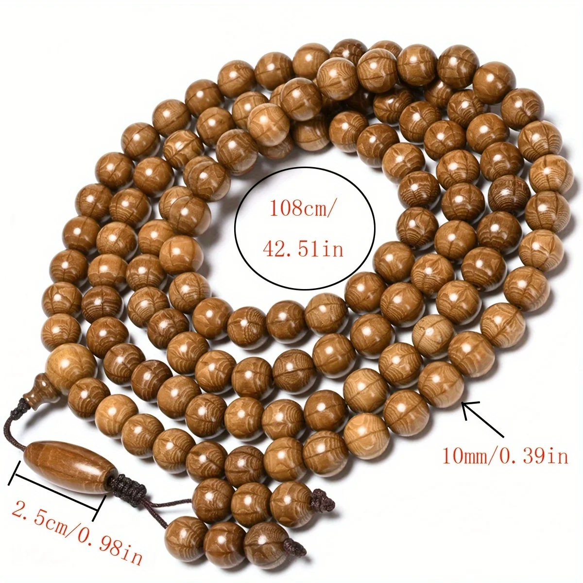 108 Wood Prayer Beads - High-Quality Natural Wooden Beads For Meditation And Spiritual Practices, Featuring A Classic Tassel Box