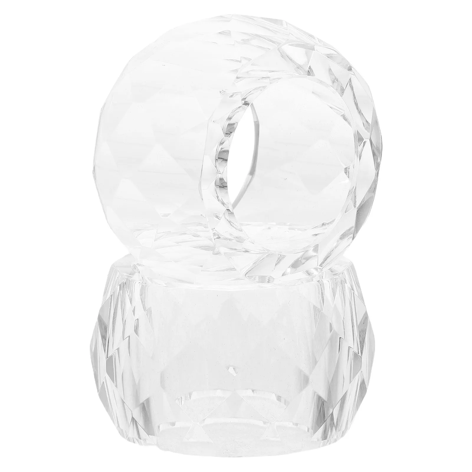 

2 Pcs Dining Table Decor Holiday Crystal Transparent Napkin Holder Buckles Clear Rings