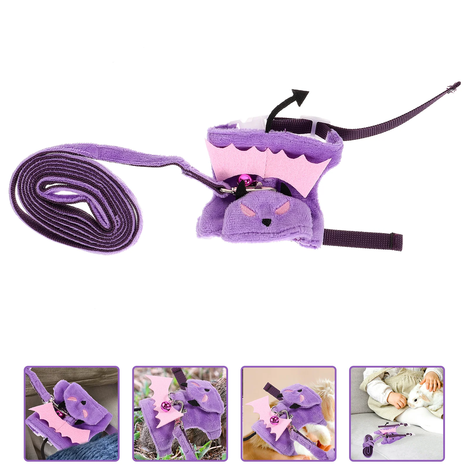 

Pet Harness Leash Set Lightweight Adjustable Rabbit Ferret Walking Rope Outdoor Supplies Purple Small Animal Chest