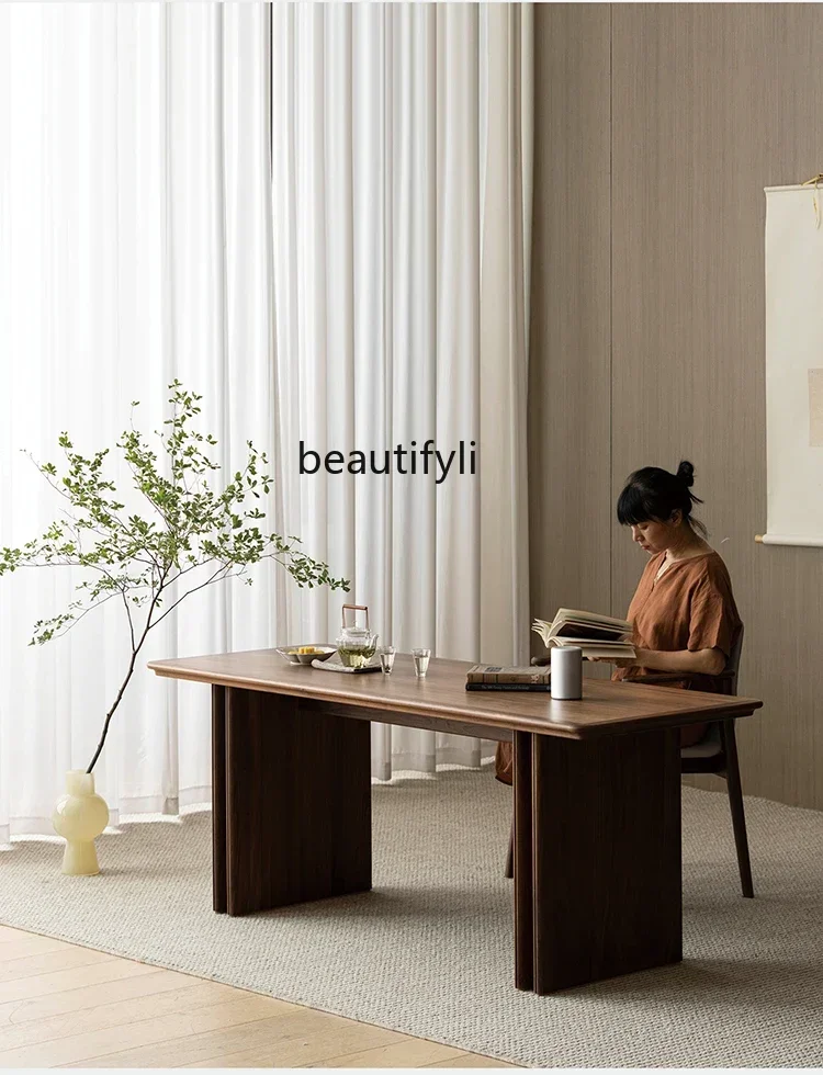 

New Chinese solid wood tea table Zen large board table office tea room tea table