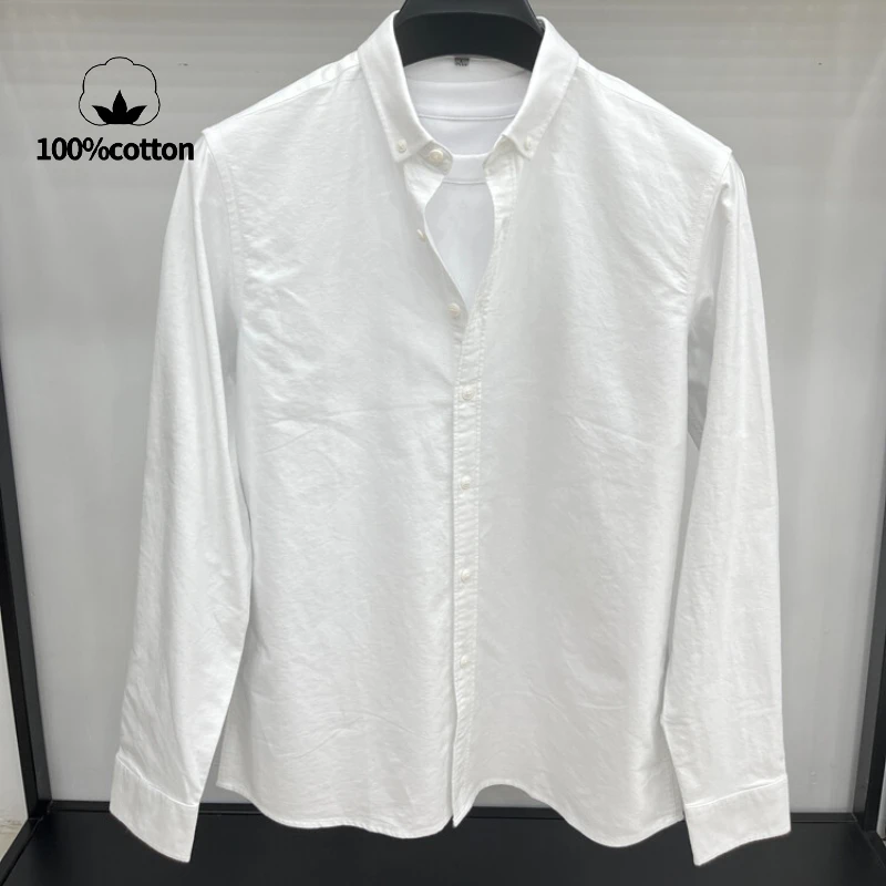 High-quality men's long-sleeve shirt made of 100% cotton, breathable, sweat-wicking, suitable for business or casual wear.M-4XL