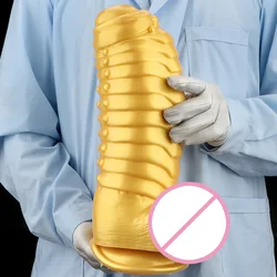 12cm Liquid Silicone Giant Anal Plug Strong Suction Cup Gold Huge Dildo Caterpillar Anal Dilator Simulated Penis Man Masturbator