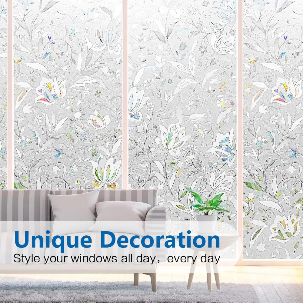 Frosted Frosted Glass Covering, Opaque Static Cling, Heat Control, Door Sticker for Home, Non-Adhesive