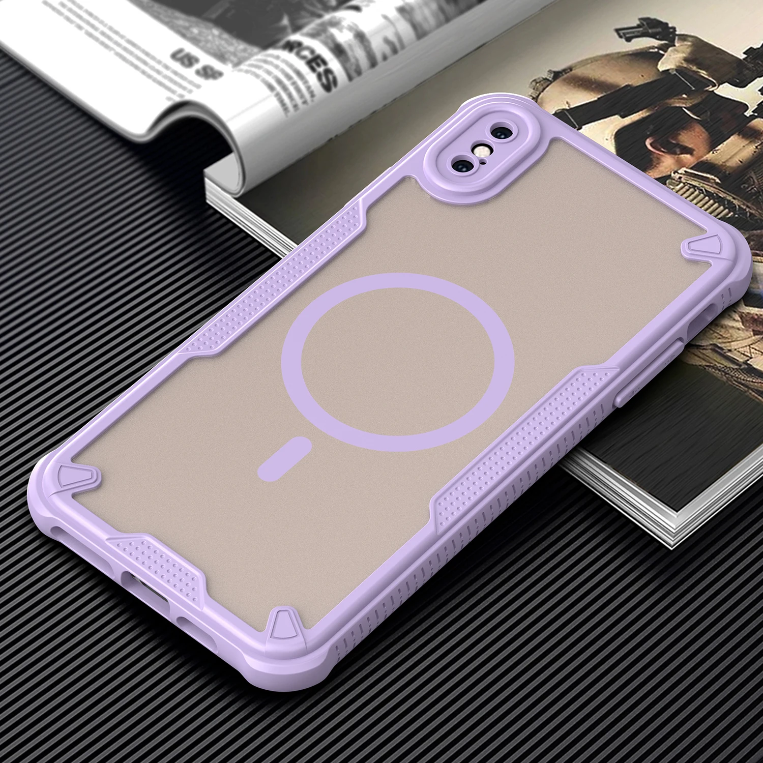 Magnetische, luxuriöse, matte, durchscheinende, stoßfeste Handyhülle für iPhone XsMax X XS XR für kabelloses Magsafe-Ladecover – Detail 13
