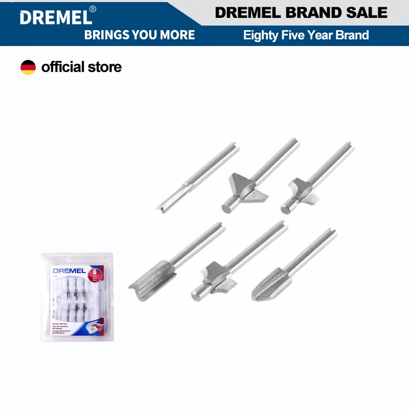 Dremel 692 6Pcs Tungsten Carbide Chamfer Wood Milling Cutter Bits Accessories Set Woodwork Engraving Tool Trimming Straight