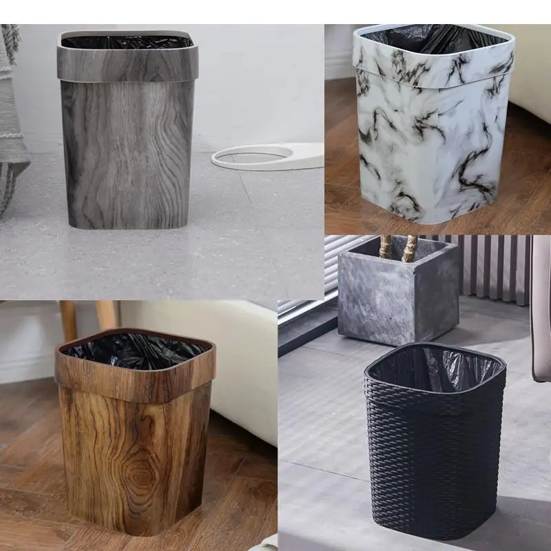 

Square Plastic Trash Can Without Cover Wastebasket Garbage Bin Storage Basket Home Cleaning Tools Bins