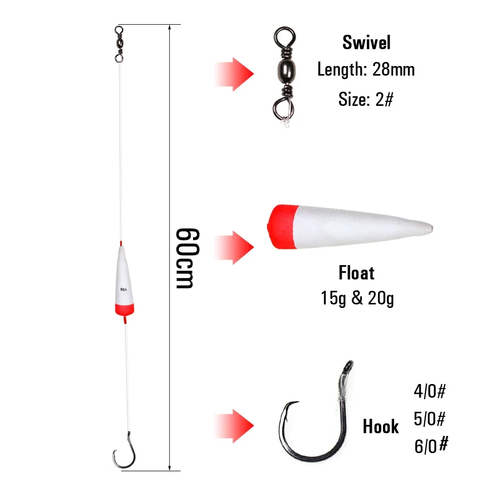 Channel Flathead Catfish Fishing Catfish Rig Slip Float Carp Fishing Rigs with 4/0 5/0 6/0 Handmade Circle Hooks Bait Rigs manuf