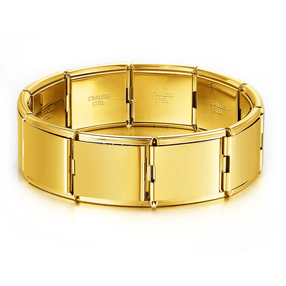 � Freizeit-Trendige Damen- und Herren-Handkette in Silberfarbe, groß, 20x18mm, Edelstahl-Anhänger, Gliederarmband im italienischen Stil, Schmuckgeschenke – Detail 1