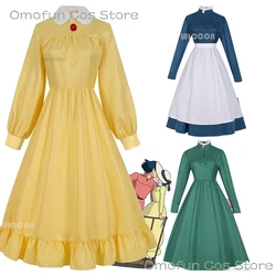 Anime Sophie Cosplay Costumes Wig Blue Yellow Green Dress Hatter Dress Blue Yellow Green Uniforms Women Halloween Party Outfit