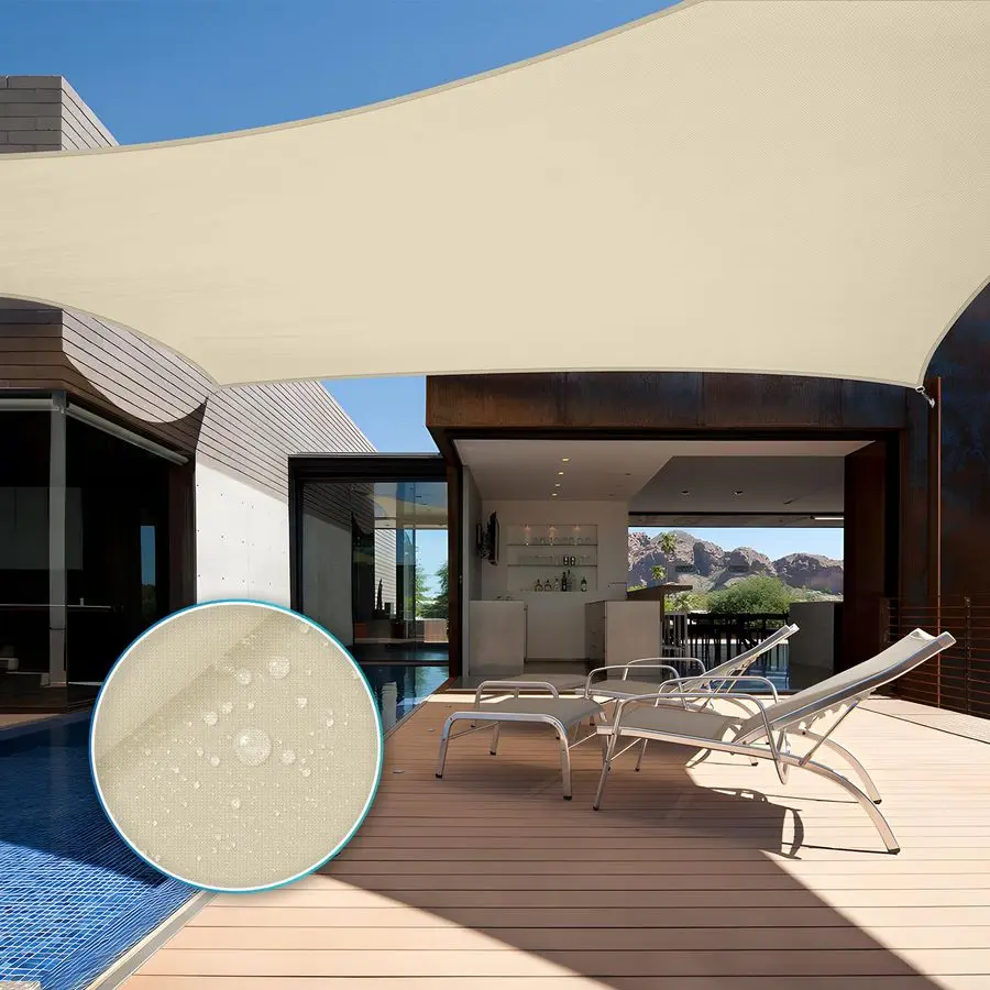 

Водонепроницаемый солнцезащитный тент 10x13 футов, уличный навес с защитой от УФ-лучей, ткань для затенения с изогнутым краем для патио, двора, бассейна, перголы