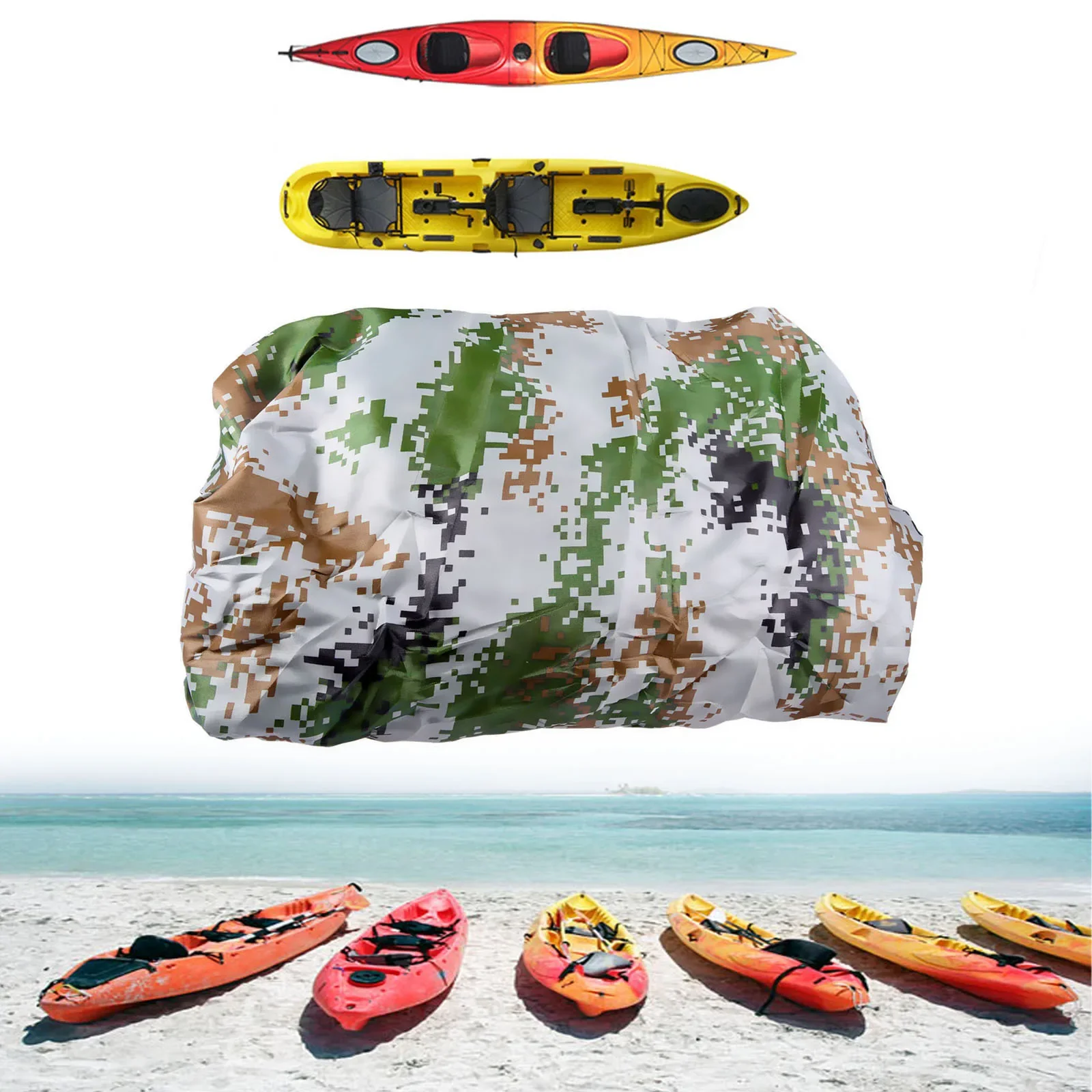 Oxford Fabric Large Kayak Storage Cover Universal Waterproof Dustproof Sun UV Protection Boat Transport Cover Camouflage Digital