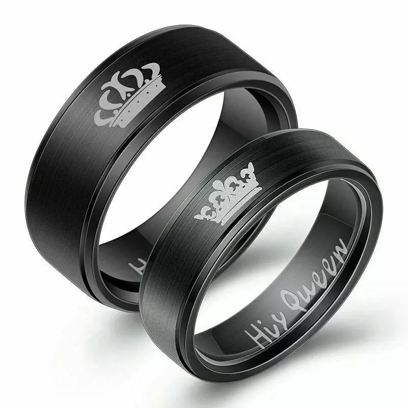 6mm Matching Couple Rings For Men Women His Queen Her King Crown Ring Wedding Engagement Promise Band Stainless Steel