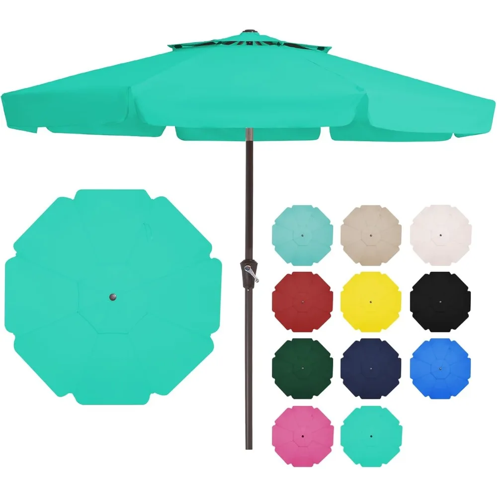 

10' 2-Tiers Patio Umbrellas Outdoor Market Table Umbrella w/Push Button Tilt/Crank, 8 Sturdy Ribs, UV Protection Waterproof Sun