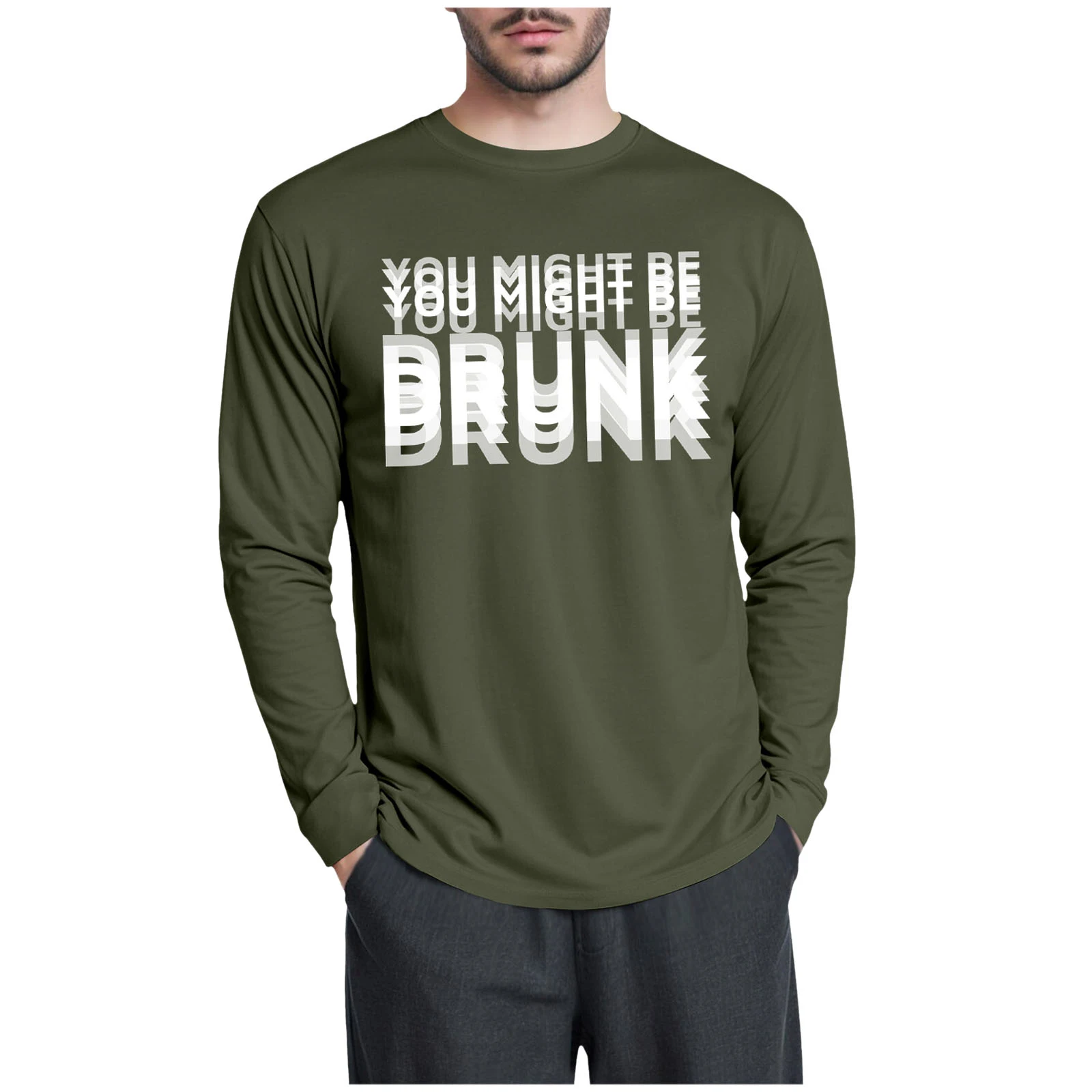 الخامس الرقبة تي شيرت الرجال الرجال مطاطا طاقم الرقبة تي شيرت كم طويل أعلى الشارع عادية مضحك رسالة طويلة الأكمام السلاحف الرقبة تيز #4