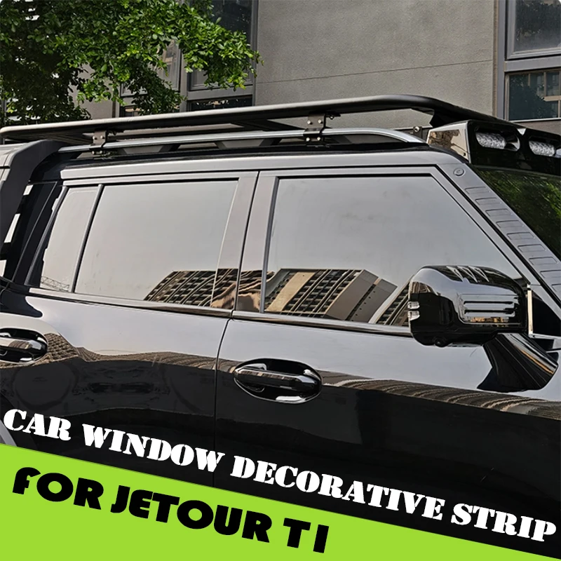 

Car Window Trim Fit for Jetour Shanhai T1 2024 2025 Modified Black Warrior Center Pillar Body Sticker Stainless Steel Accessorie