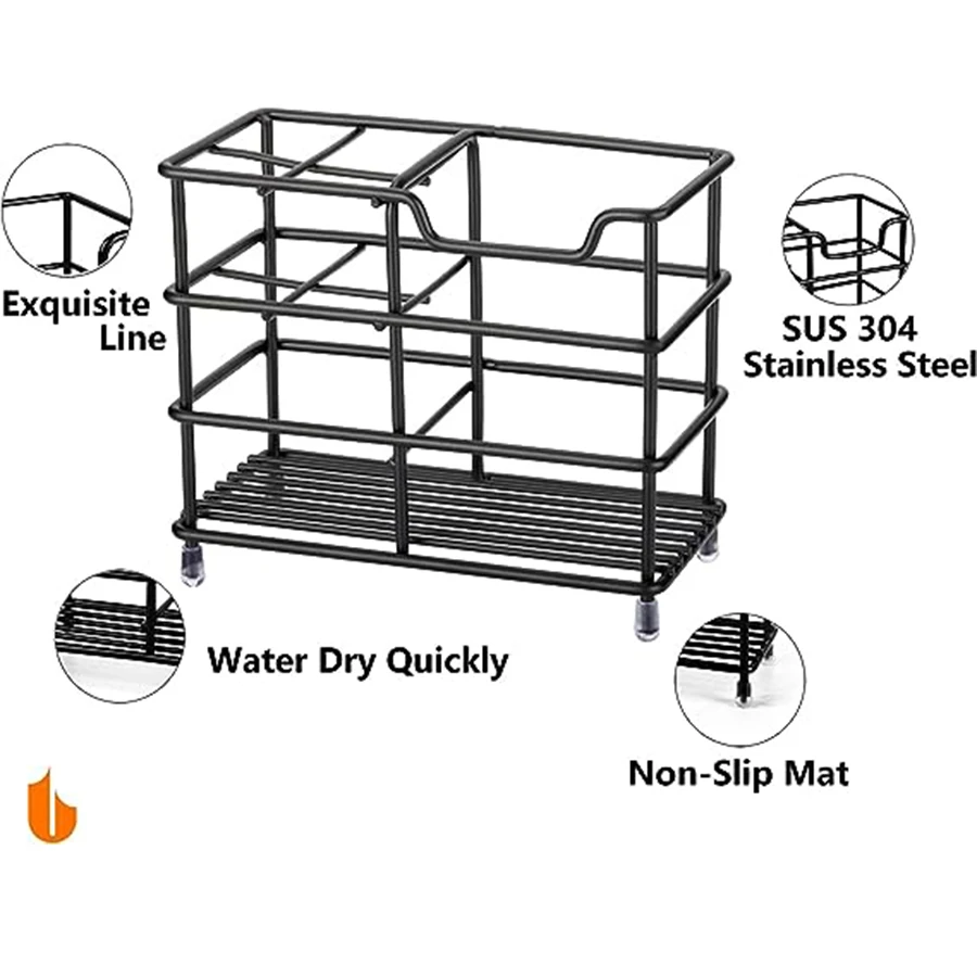304 Stainless Steel Bathroom Toothbrush Holder Toothpaste Holder, Multi-slot Bathroom Accessory Organizer Storage Box