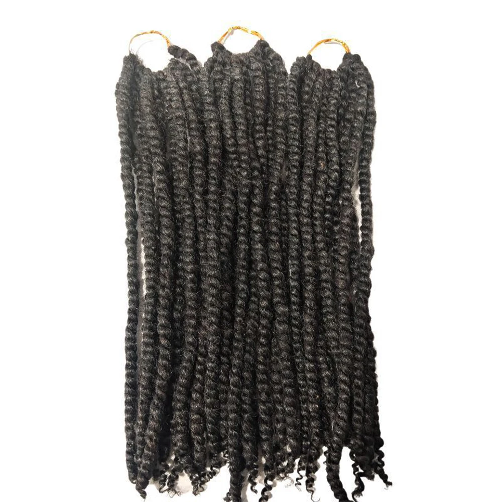 Two-strands Twist Braiding Human Hair Dreadlock Extensions Short Kinky Twists for Men/Women 10 Strands/Pack 8-14 Inch